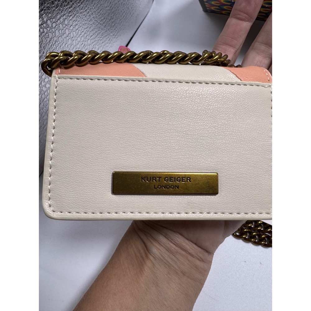 Kurt Geiger London Micro Kensington Leather Crossbody Bag Peach Cream NWOT - Picture 6 of 8